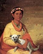 John Mix Stanley Hawaiian Girl with Dog Germany oil painting artist